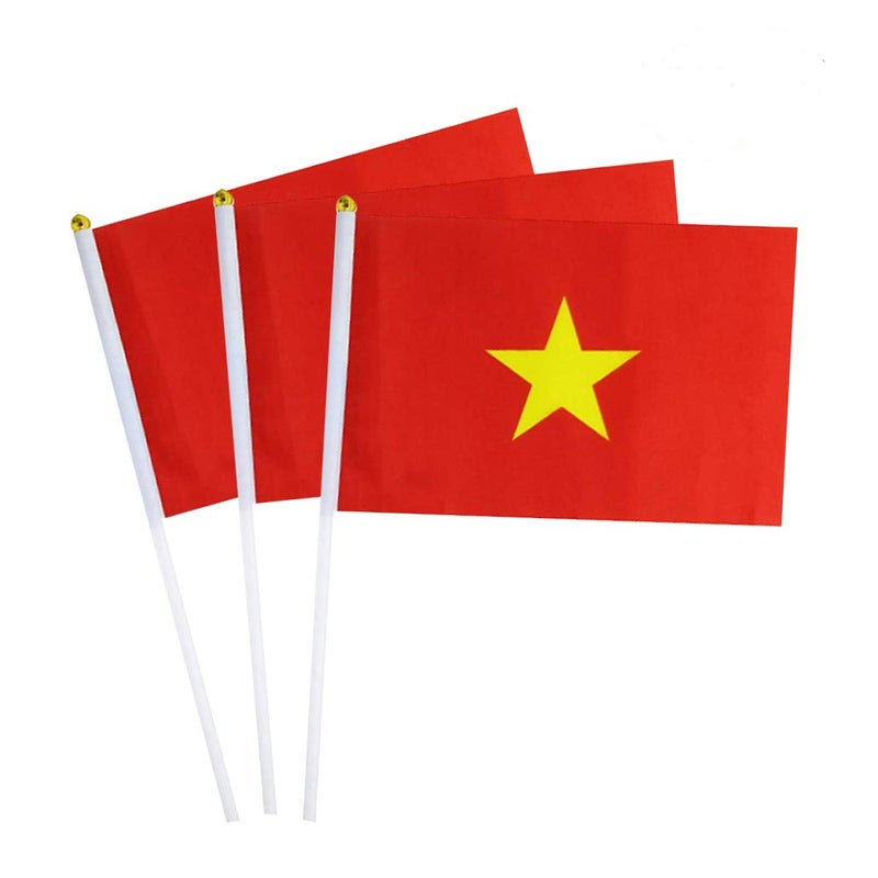 mflagperft Vietnam Flag Vietnamese Flag, Small Mini Handheld Vietnam Flags on Stick, Ideal for Party Parades Sports Events Patriotic Festival Decorations - Image 1